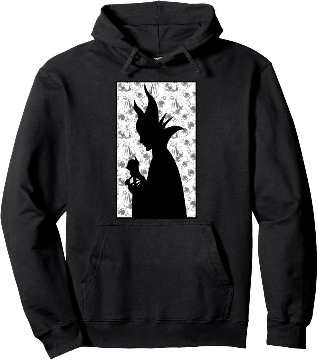 Disney Sleeping Beauty Maleficent Silhouette Floral Poster Pullover Hoodie