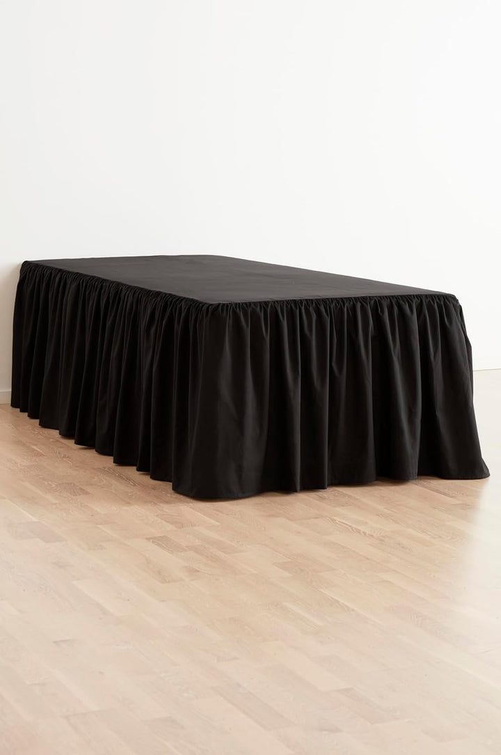 Jotex Zack Volant Betthusse - 100% hochwertige Bio-Baumwolle Bettrock, Höhe 60 cm - Grauschwarz, 180