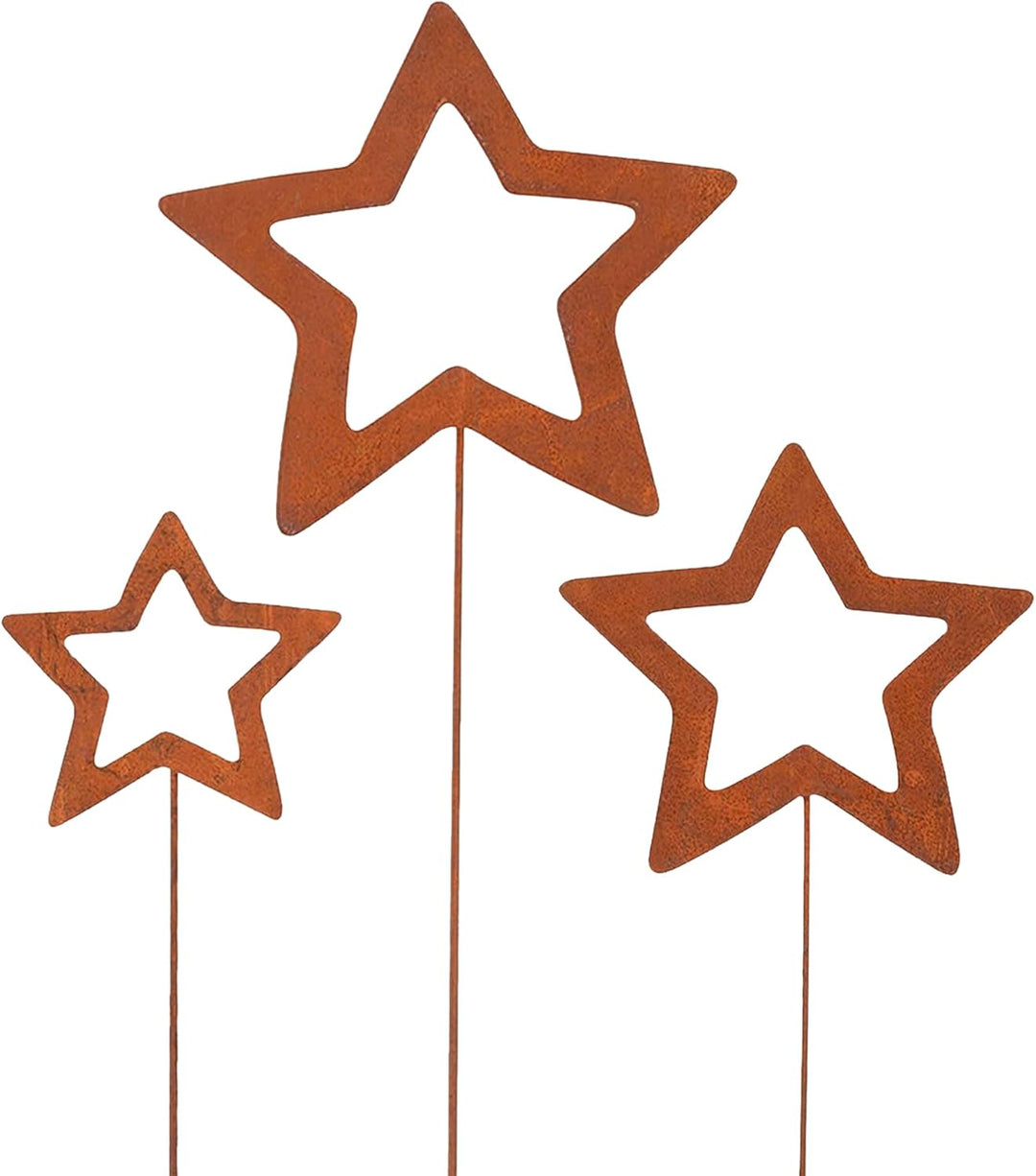 UNUS Gartenstecker Weihnachten Stern, 3X Weihnachtsstern, Gartendeko Rostoptik, Rost Deko wetterfest