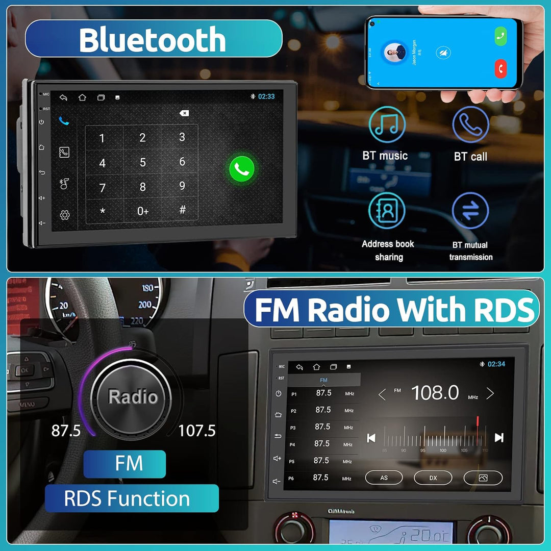 Autoradio 1GB+32GB Android Navi 7 Zoll 2 Din Touchscreen Autoradio mit GPS Navigation, WiFi, Bluetoo