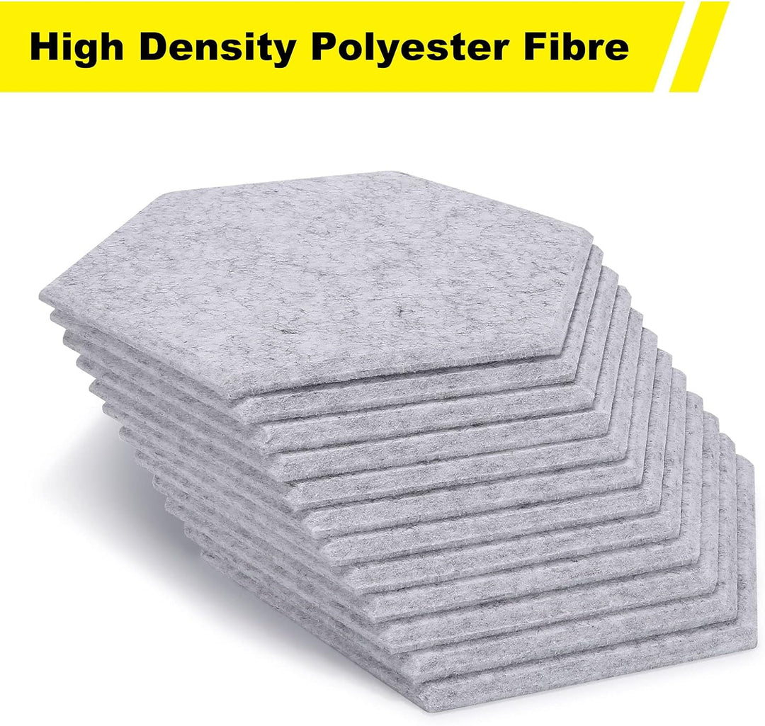 12 Packungen Akustische Absorptions-Paneels, AGPTEK 30 x 26 x 0,9 cm Hexagon Absorptionsplatten, Aku