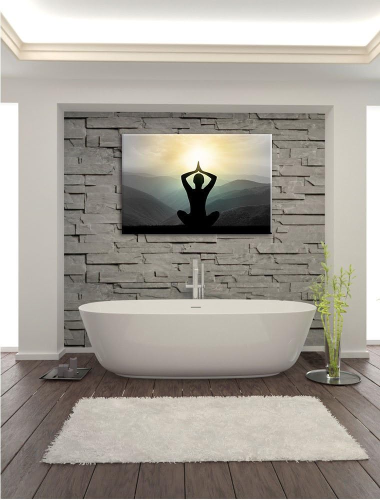 Pixxprint Yoga und Meditation als Leinwandbild/Grösse: 100x70 cm/Wandbild/Kunstdruck/fertig bespannt