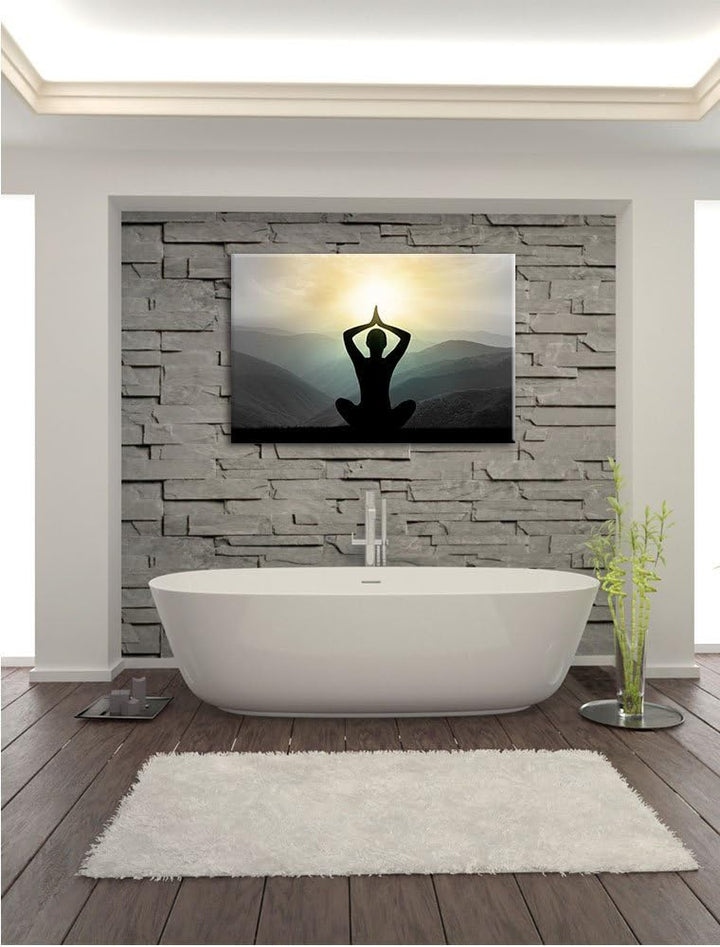 Pixxprint Yoga und Meditation als Leinwandbild/Grösse: 100x70 cm/Wandbild/Kunstdruck/fertig bespannt