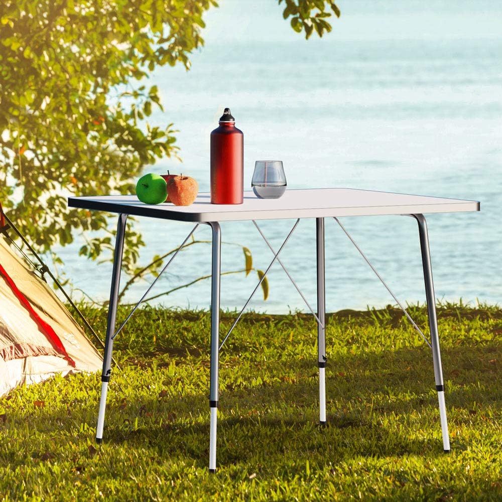 Casaria® Campingtisch klappbar Klapptisch Camping Beine höhenverstellbar 80x60cm Holz Alu Tisch falt