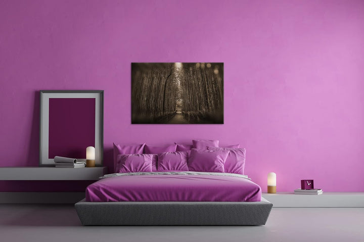 deyoli Wald voller Bambus Effekt: Sepia, Format: 100x70 als Leinwandbild, Motiv fertig gerahmt auf E