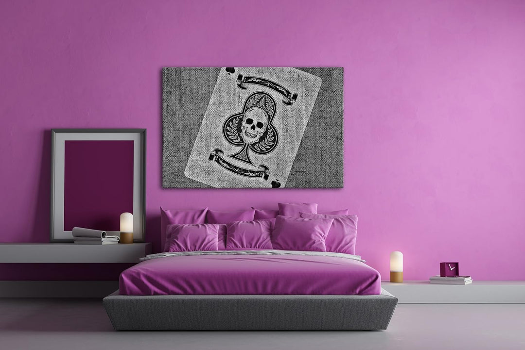 deyoli Spielkarte Ass Kreuz Effekt: Schwarz/Weiss Format: 80x60 als Leinwandbild, Motiv fertig gerah