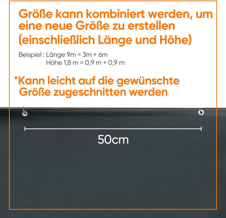 Sekey Balkon Sichtschutz Balkonabdeckung 90x300cm, Balkonsichtschutz Balkonverkleidung Oxford mit Ny