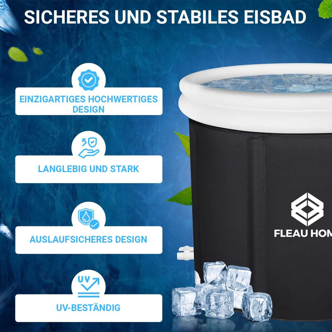 Fleau Home Eisbad XXL PRO - Sitzbad mit Deckel & Pumpe - Einzigartiges Isoliermodell - Doppelsitzkis