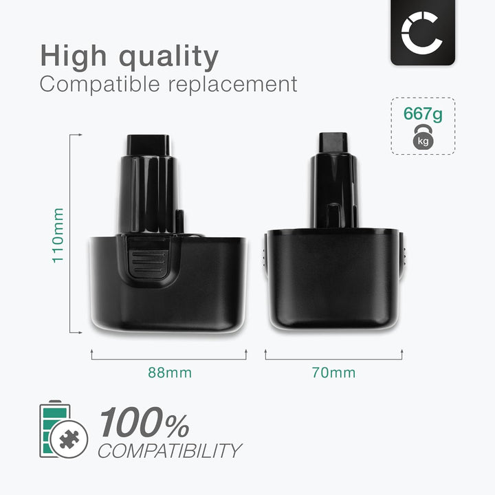 CELLONIC® Ersatz Akku für Dewalt DC727, DC540, DC980, DC052, DW904, DW912, DW953 Ersatzakku DE9071,
