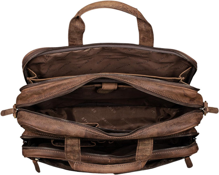 STILORD 'Remus' Ledertasche Umhängetasche Leder Aktentasche Gross 15,6 Zoll Laptoptasche abnehmbarer