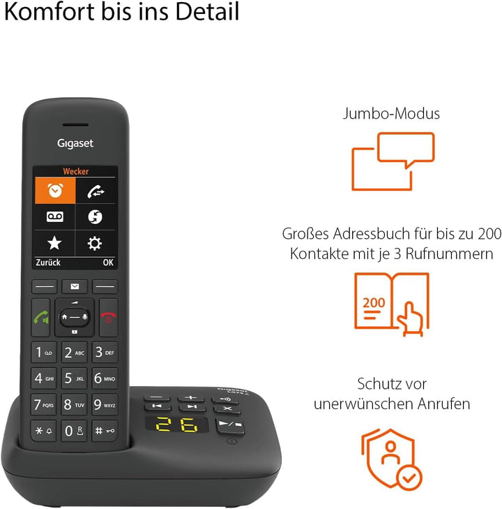 Gigaset C575A - Schnurloses DECT-Telefon mit Anrufbeantworter - grosses Farbdisplay mit moderner Ben