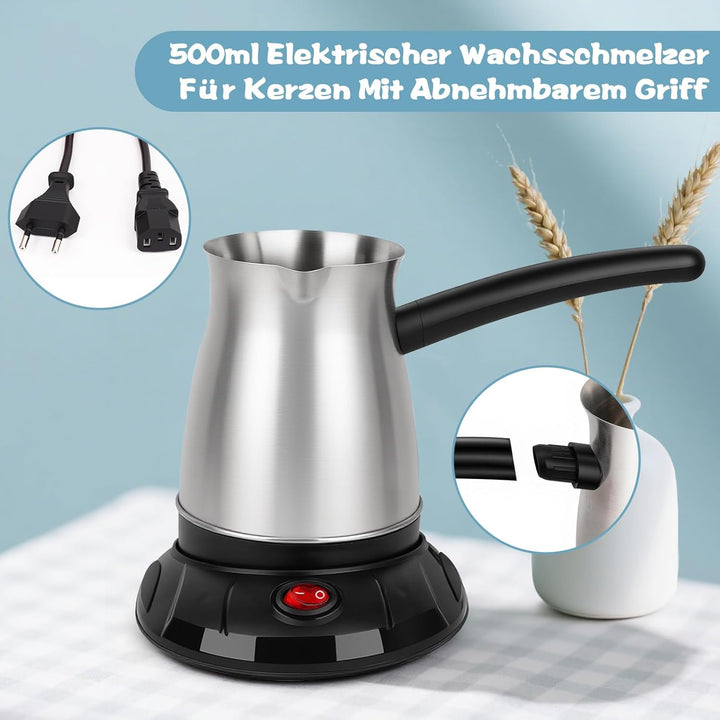 Kerzen Selber Machen Set, Elektrischer Wachsschmelzer, 480g Farben Natürliches Sojawachs, Kerzenhers