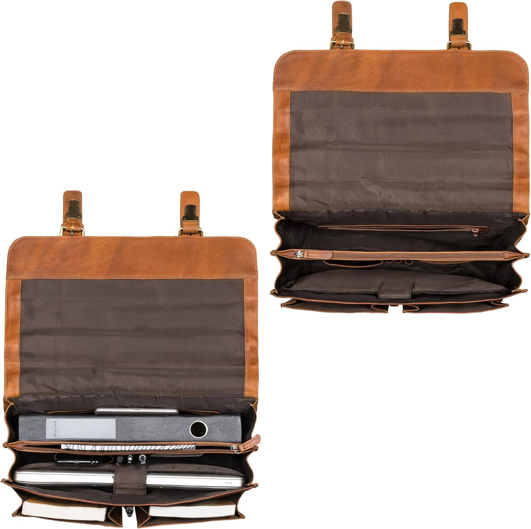 STILORD 'Ludger' Leder Laptop Tasche 15,6 Zoll für Damen und Herren Ordnertasche Echtleder Businesst