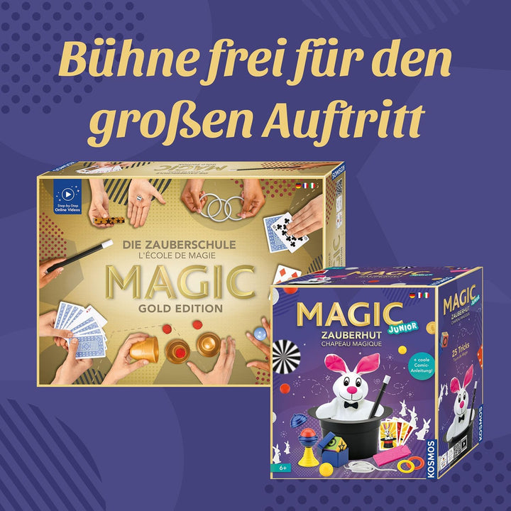 Kosmos 694302 Magic Zauberhut, Lerne einfach Zaubertricks und Illusionen, Zauberkasten mit Zaubersta