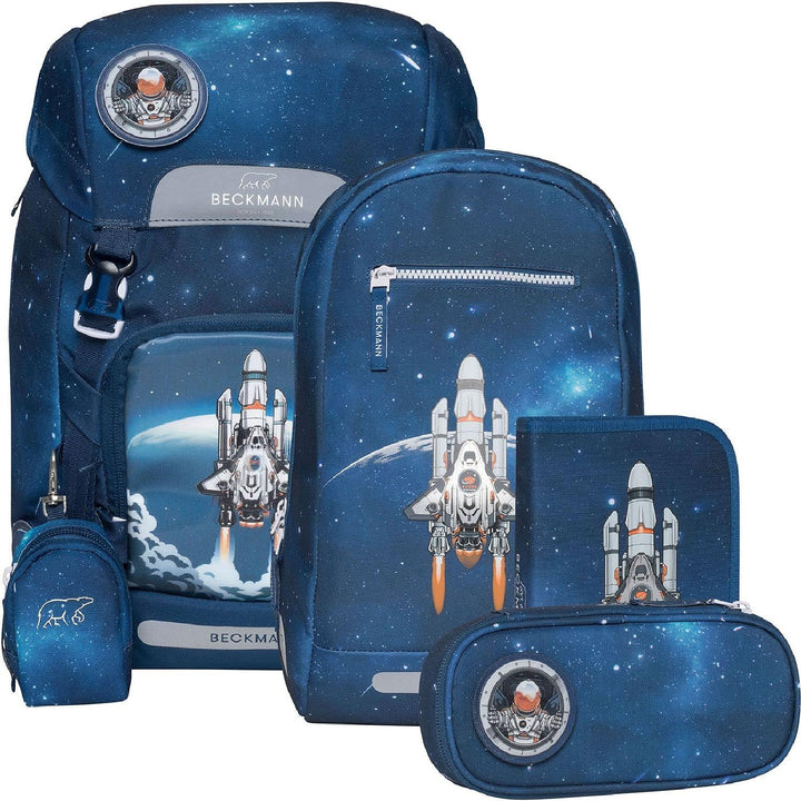 BECKMANN, Schulrucksack-Set Classic, 6-teilig, Grundschule, ergonomisch, inkl. Regenüberzug, 22L Spa