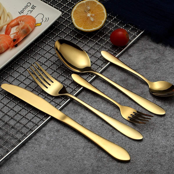 HOMQUEN Besteck Set, Gold Besteck Set, Edelstahl Set Service für 6 Personen, 30 Stück Esszimmer Best