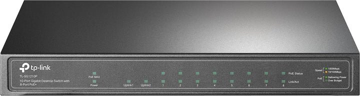 TP-Link TL-SG1210P 10 Port Gigabit PoE LAN Switch (8 Gigabit PoE+ Ports, 1 Gigabit SFP Port, 63 W, I