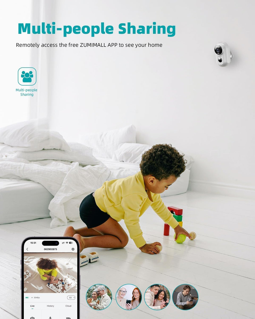 ZUMIMALL 2K Überwachungskamera Aussen Akku, 2 Pack Kamera Überwachung Aussen mit Magnethalterung, 3M