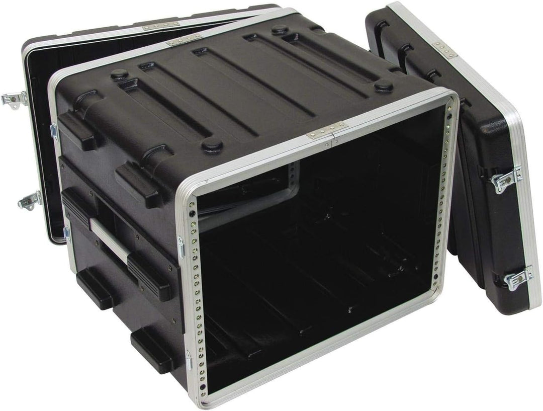 Kunststoff-Rack KR-19, 8HE, DD, schwarz | Hartschalen-Flightcase für 483-mm-Geräte (19") | 2 abnehmb