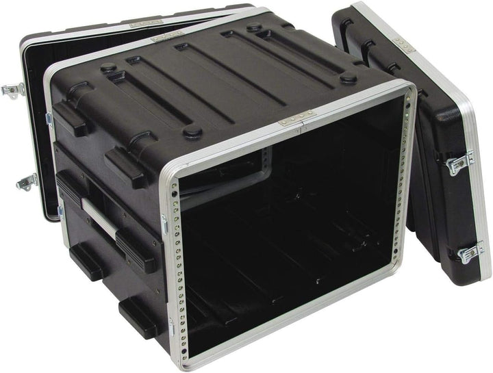 Kunststoff-Rack KR-19, 8HE, DD, schwarz | Hartschalen-Flightcase für 483-mm-Geräte (19") | 2 abnehmb