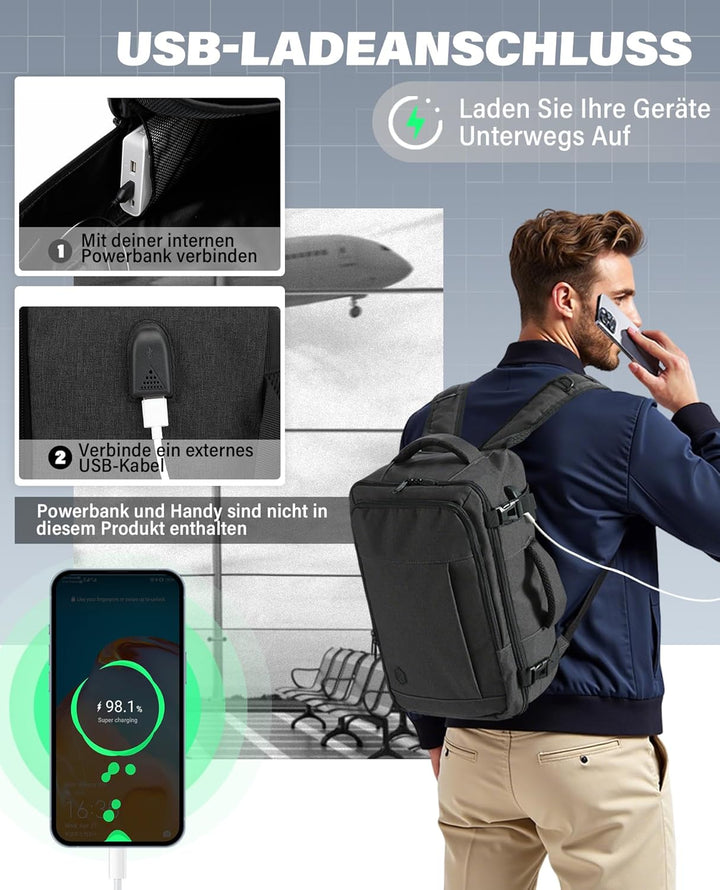 VANKEV für Ryanair Handgepäck 40x20x25 Laptop Rucksack Reiserucksack Klein Handgepäck Tasche Rucksac