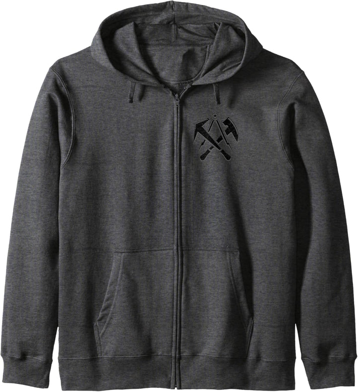 Dachdecker Handwerk Zunftzeichen mit Werkzeug | used Look Kapuzenjacke