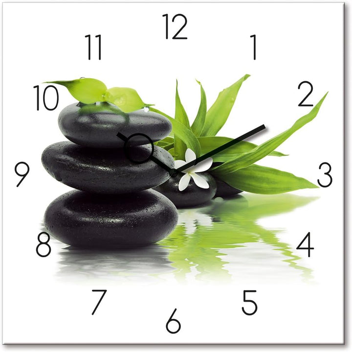 Wanduhr aus Glas, Spa Arrangement, Zen, Steine, weiss, 30x30 cm von Eurographics Spa Arrangement, 30