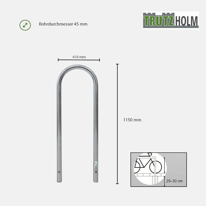 TRUTZHOLM Fahrradanlehnbügel 115x41 cm Edelstahl zum Einbetonieren Anlehnbügel Anlehnständer Poller