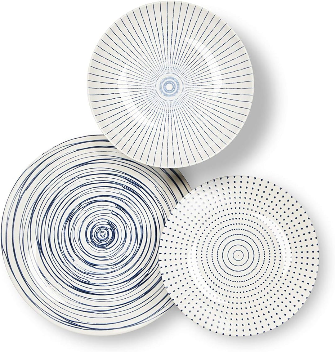 Excelsa Hanami Tafelservice 18-teilig, Keramik, Weiss und Blau