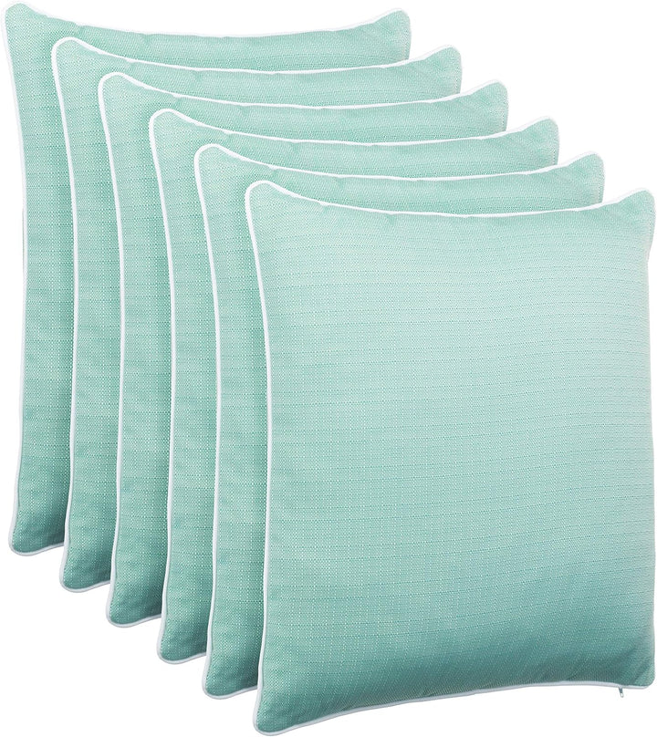 6er Set Outdoor Kissen 45x45 cm – Wetterfeste Zierkissen mit Paspel in Walzoptik – Wasserabweisende