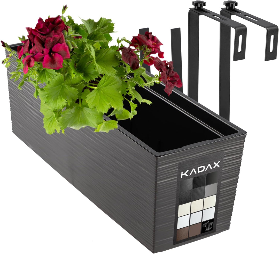 KADAX Blumenkasten aus Kunststoff, 18,5x56 cm, Pflanzkasten mit Einsatz, wetterfester Balkonkasten,