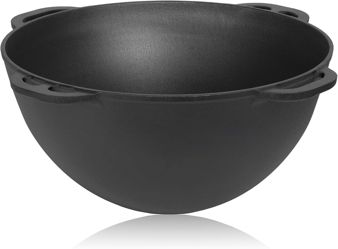 BBQ-Toro Gusseisen Kazan mit Deckel | 19 Liter | Traditioneller Gusstopf | Kasan mit rundem Boden |