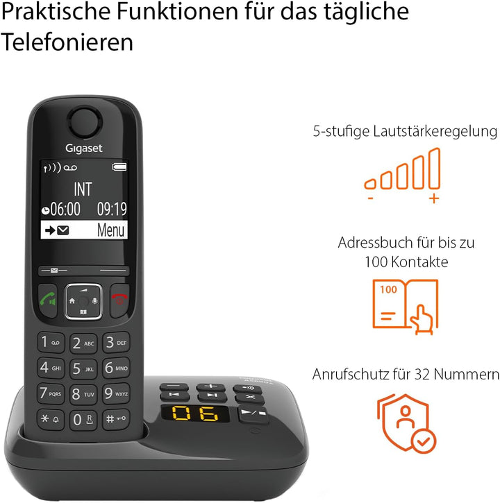 Gigaset AS690A Trio - 3 Schnurlose DECT-Telefone mit Anrufbeantworter - kontrastreiches Display - br