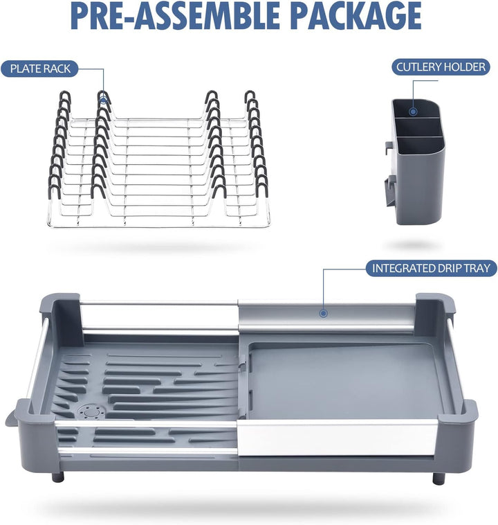 KINGRACK Erweiterbares Abtropfgestell,Geschirr abtropfgestell, Aluminium Geschirrkorb,Verstellbarer
