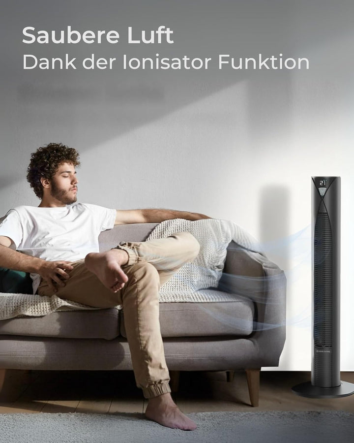 CoolHome Ventilator & Luftreiniger - Turmventilator mit Fernbedienung & ionisatorfunktion - Dimmbare