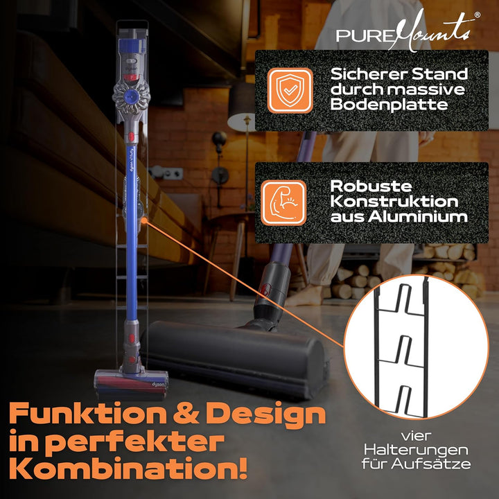 PureMounts, Staubsauger Standfuss Organizer kompatibel mit Dyson V6 Pro, V7, V8, Cyclone Fluffy/Abso