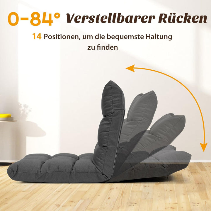 COSTWAY Bodenstuhl verstellbar, Bodensessel gepolstert, Bodenkissen mit Rückenlehne, Meditationsstuh