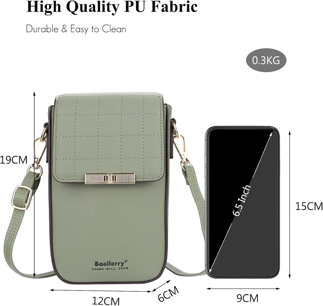 FANDARE Damen-Umhängetasche, Umhängetasche, Handytasche, Kartenbrieftasche, tragbare Handy-Clutch, l