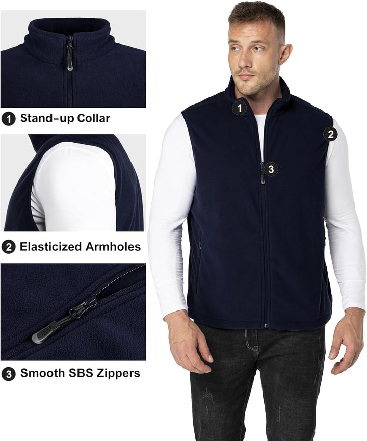 33,000ft Herren Fleece Weste Jacke Standkragen Ultraleicht Outdoor Ärmellose Fleecejacke Gilets Tops