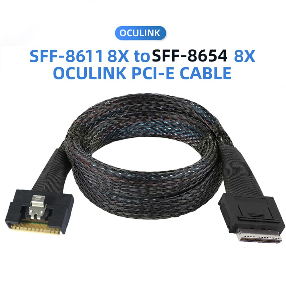 cablecc Oculink PCIe PCI-Express Datenkabel, aktiv, SFF-8611 8i auf SFF-8654 8i 8X Slimline SSD 50cm