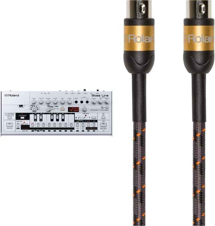 Roland Boutique TB-03 Synthesizer & Gold-Serie Premium-MIDI-Kabel, Länge: 3 ft./1 m – RMIDI-G3 Bundl