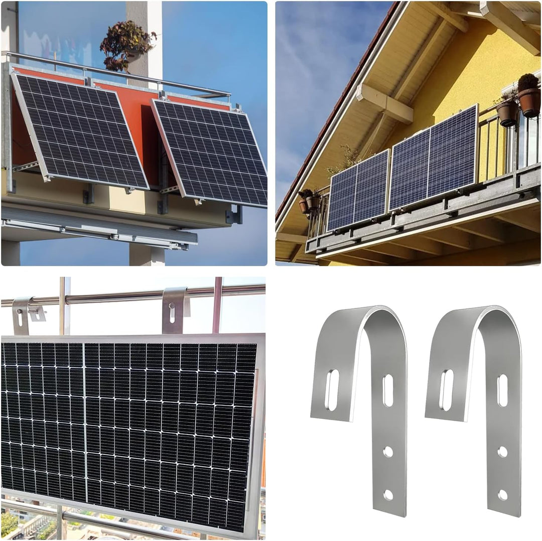 4 Stück Halterung Haken Balkonkraftwerk, Solarmodul Halterung Haken, Balkonkraftwerk Befestigung Hak