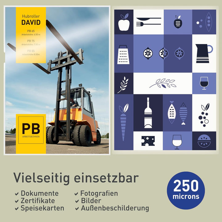 Leitz Heisslaminierfolien A4 250 mic, Laminierfolien in Premium-Qualität im 100er Pack, Glänzend, Tr