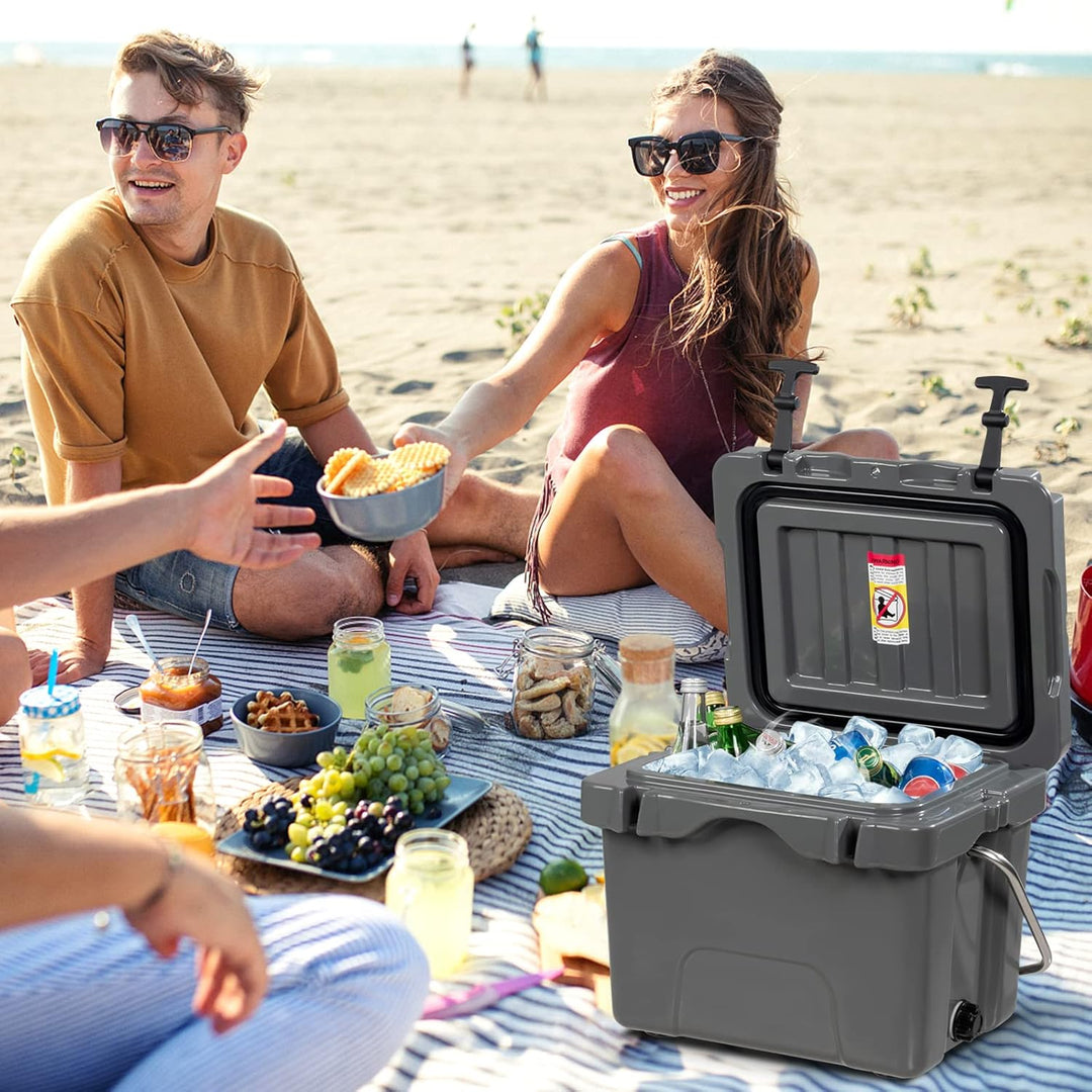COSTWAY Kühlbox 15 Liter, Isolierbox tragbar mit Griff & Ablassstopfen & Getränkehalter, Thermobox W