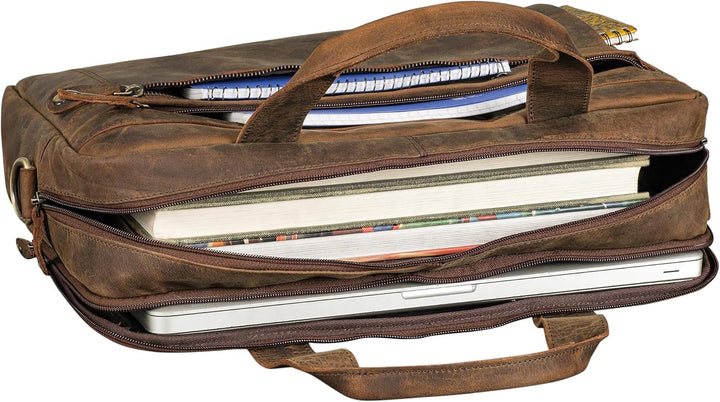ROYALZ 'Boston' Umhängetasche Herren Leder gross 15,6 Zoll Laptoptasche Messenger Bag Männer Lederta