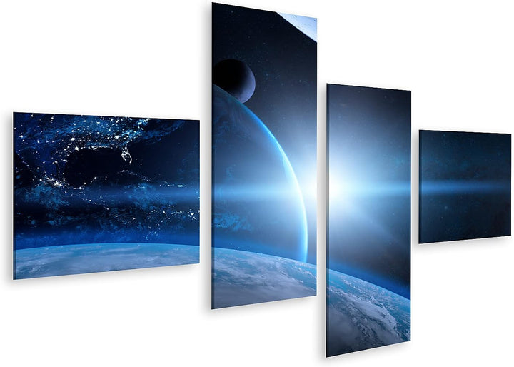 islandburner Bild auf Leinwand Erde Weltraum Schöner Planet Blauer Sonnenaufgang Bilder Wandbilder P