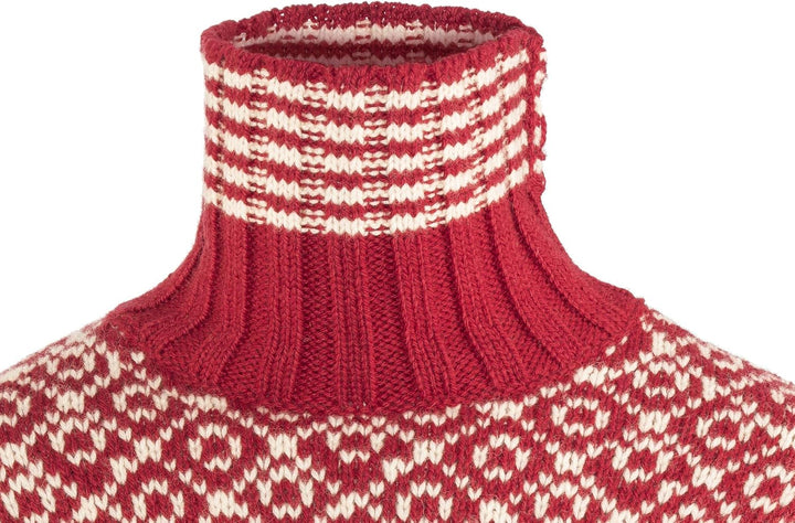 Devold Originals Svalbard Sweater High Neck Rot, Merino Freizeitpullover, Grösse XS - Farbe Hindberr