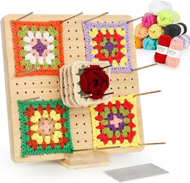 Coopay Granny Square Spanner, Wooden Granny Squares Blocking Board, 23,5 x 23,5 cm Sperrbrett Häkeln
