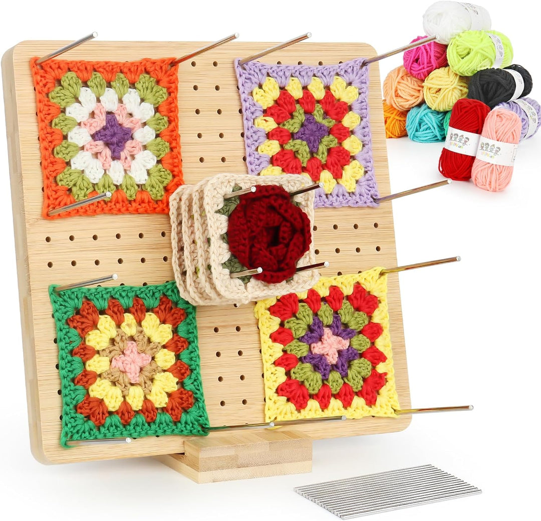 Coopay Granny Square Spanner, Wooden Granny Squares Blocking Board, 23,5 x 23,5 cm Sperrbrett Häkeln