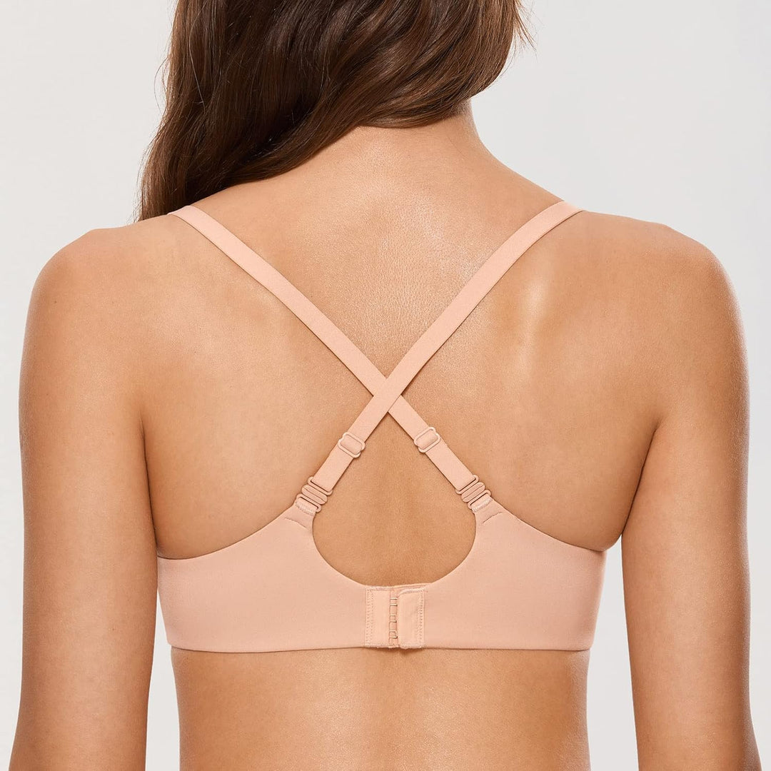DOBREVA BH Damen ohne Bügel Push Up BHS Soft T Shirt Gepolstert Bustier Nahtlose Sleep 85A Blush Bei